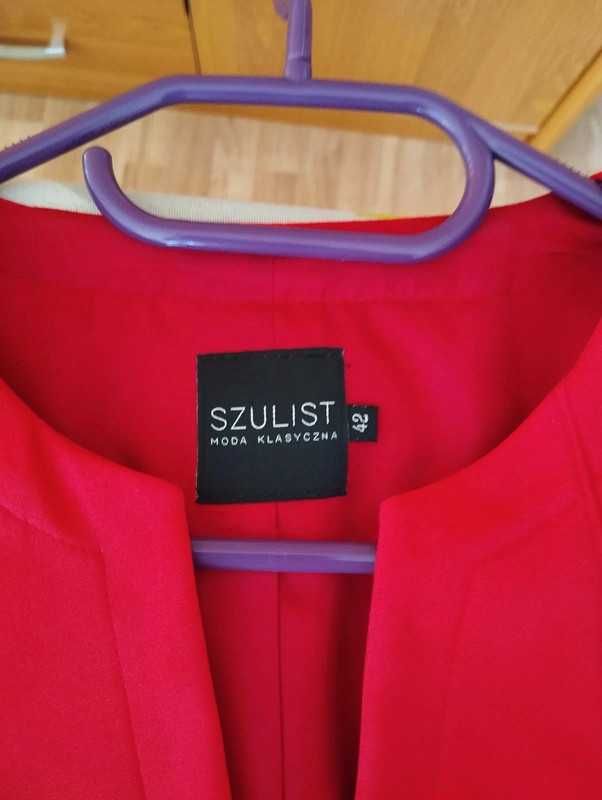 Czerwony elegancki żakiet marynarka Szulist 42 XL na wesele