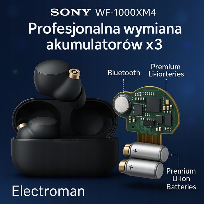Sony WF-1000XM4 Wymiana Akumulatorów x3 Słuchawki Etui