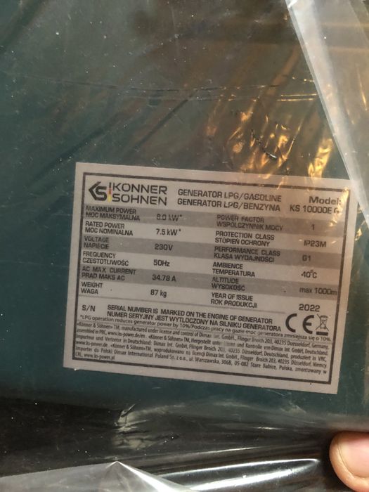 Комплект! Двухтопливный генератор Konner&Sohnen KS 10000E G