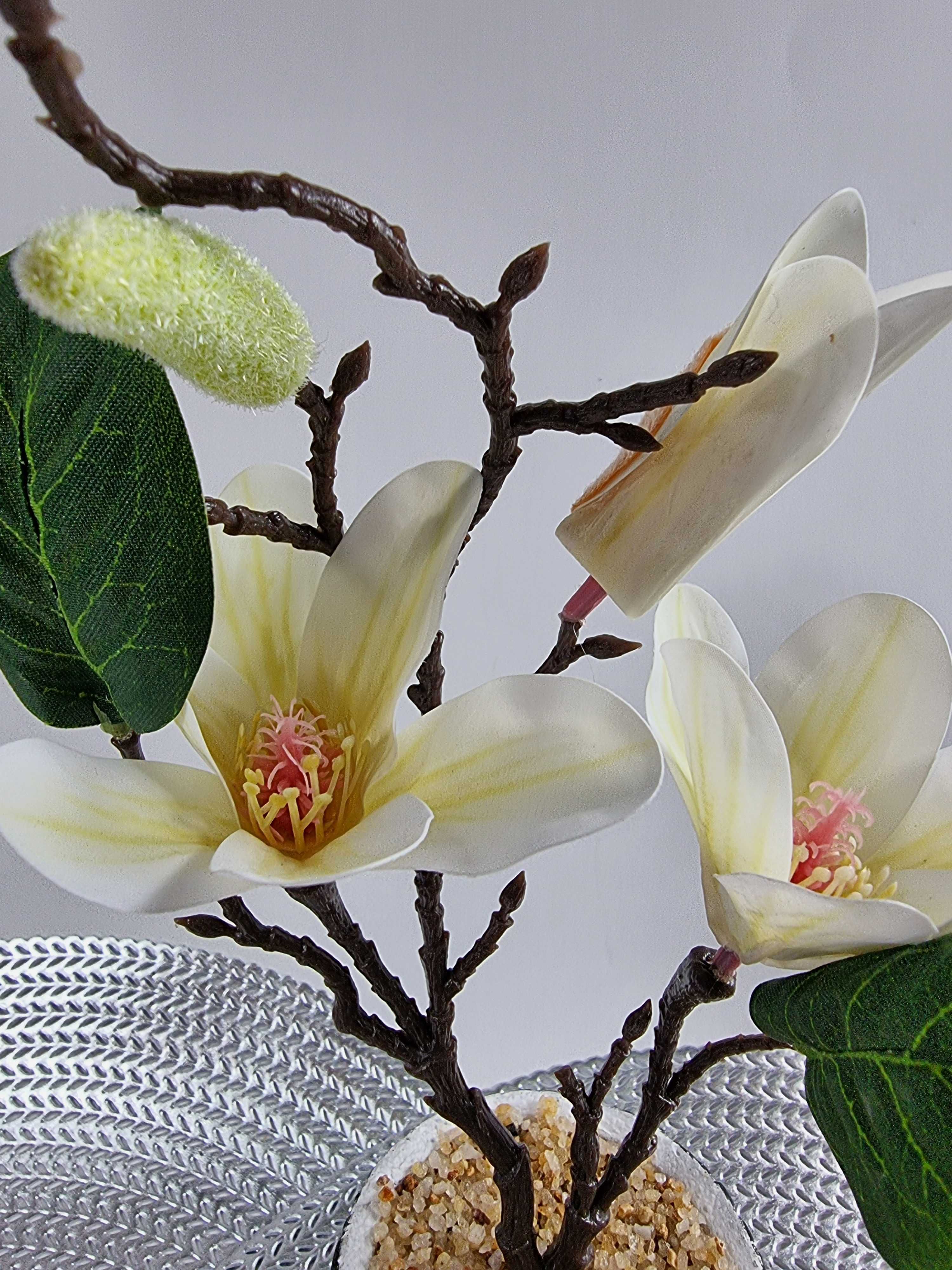 Sztuczny kwiat Magnolia ceramicznej doniczce sztuczne kwiaty jak żywe