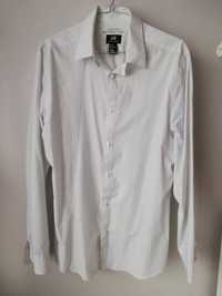 Biała męska koszula w kropki w rozmiarze M slim fit easy iron H&M