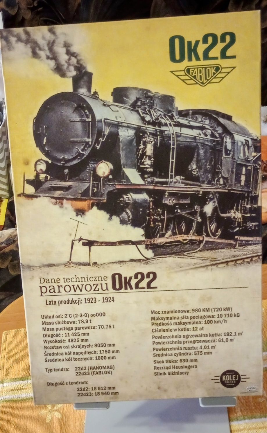 Plakat na blasze Parowóz Ok22