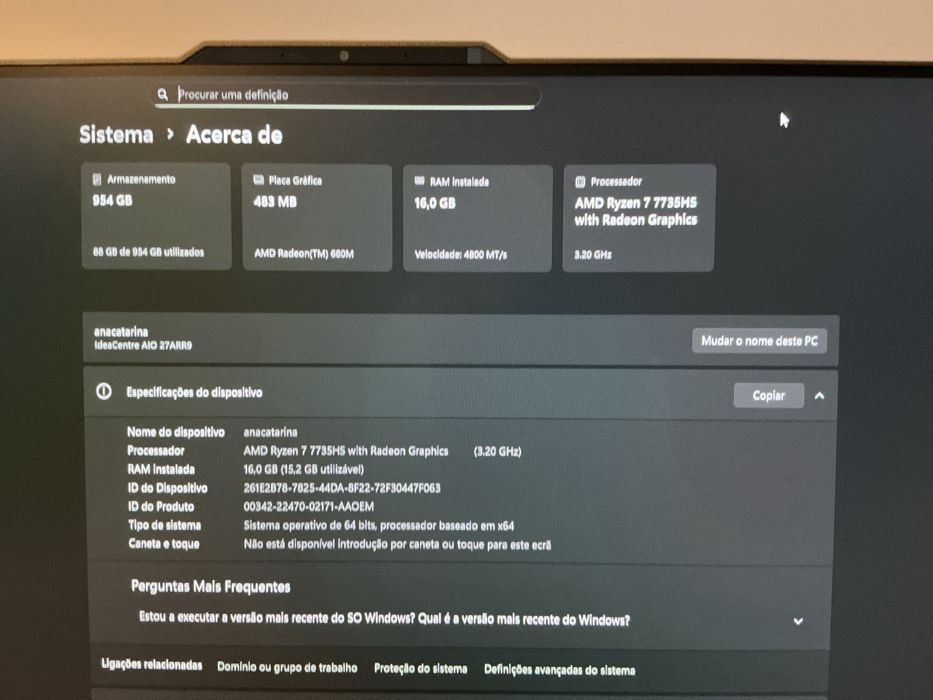 Computador All-In-One Lenovo IdeaCentre  27" + Rato + Teclado