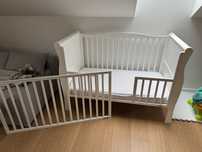 Lozeczko, materac, bok otwarty 120x60 Woodies Noble Cot bialy