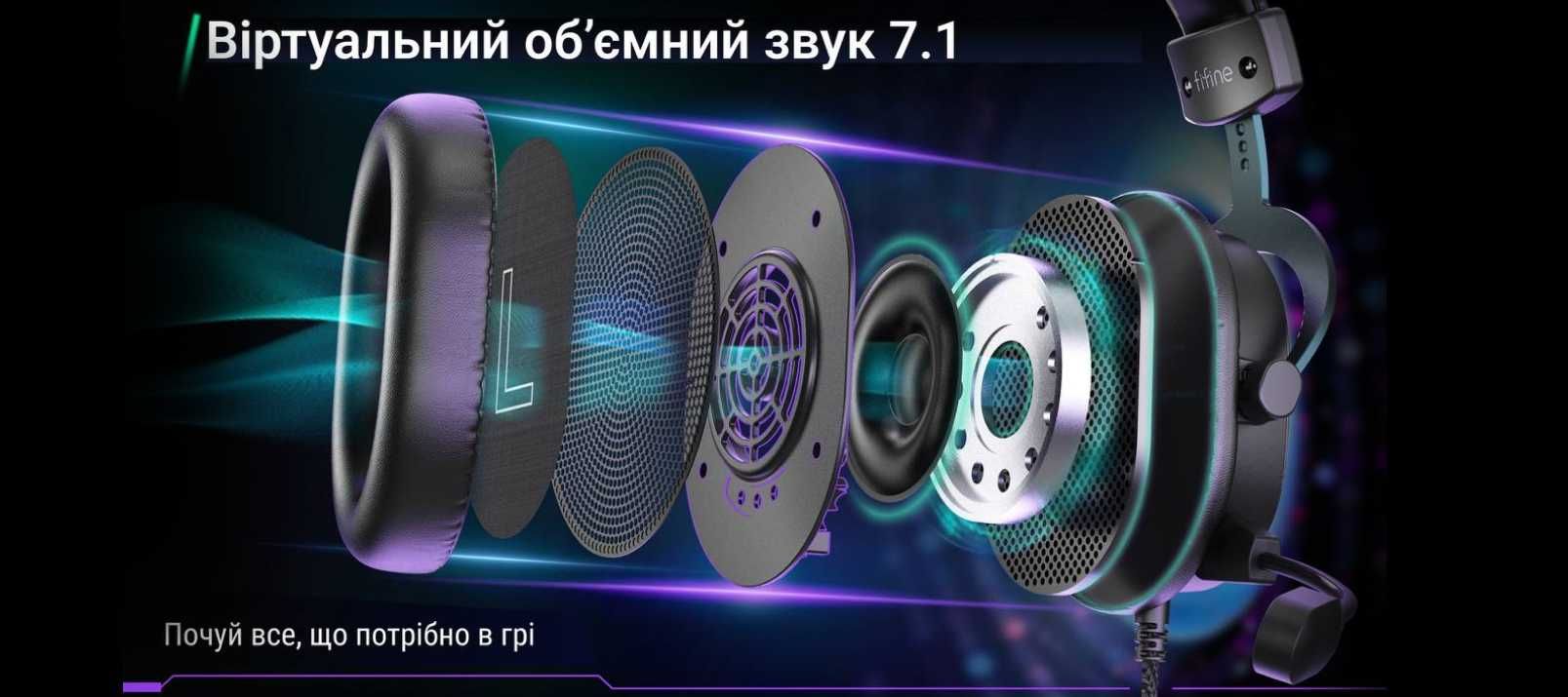 Ігрові навушники Fifine H9 | 7.1 звук | знімний мікрофон | оригінал