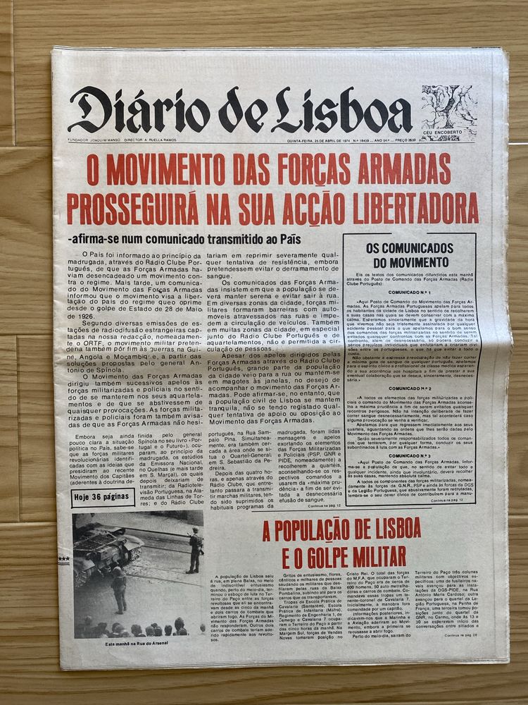 Jornal Diário Lisboa. Dia 25 Abril 1974