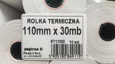 Termiczne rolki papierowe do kas 110mm x 30mb 10 szt.