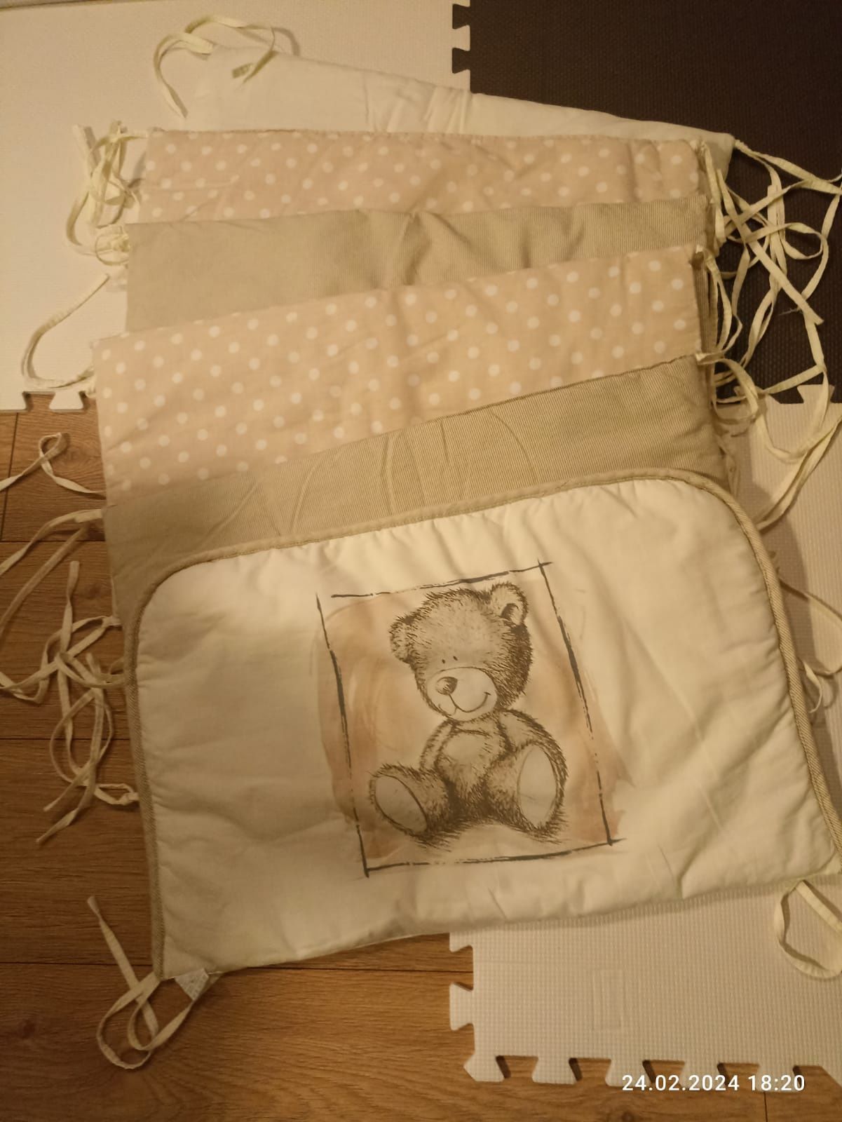 Ochraniacze na łóżeczko dziecięce, pościel+ baldachim + rożek