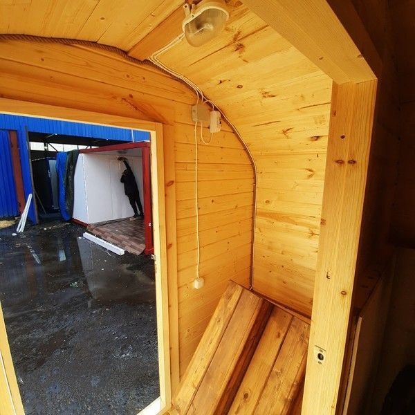 Квадро-Баня с угловым нижними полками 3х2,2 м деревянные ступени.