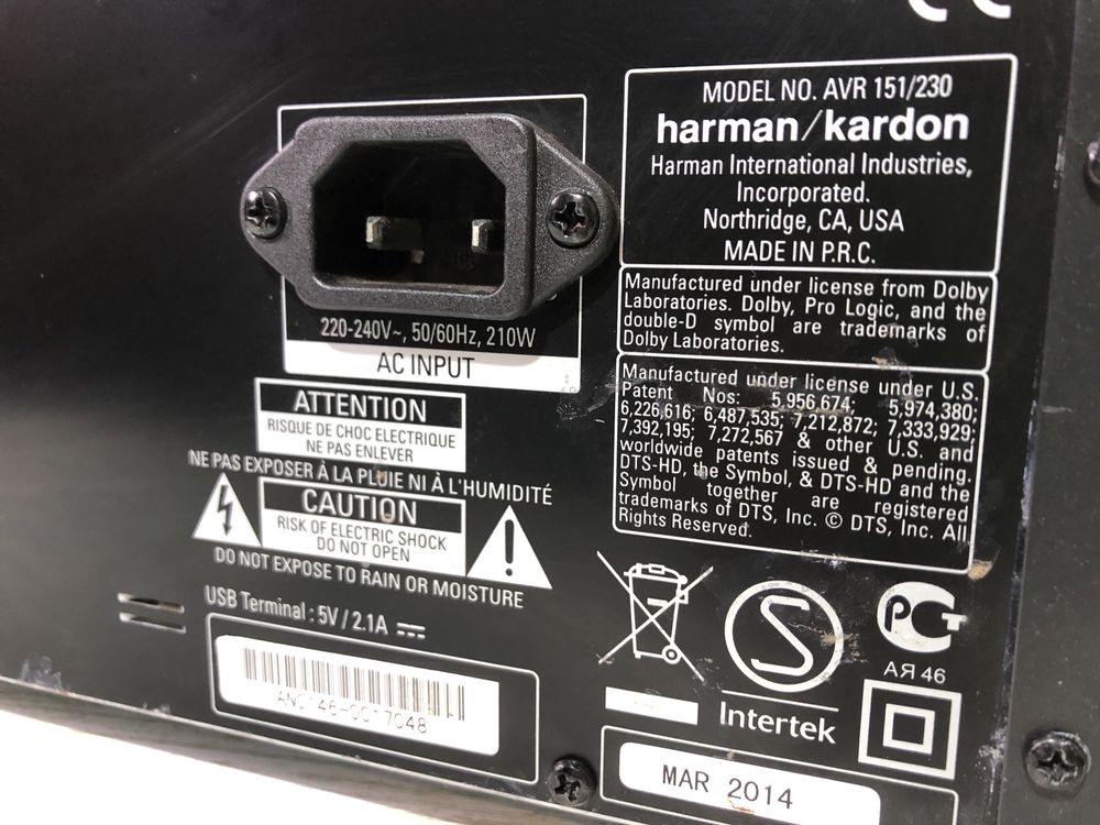 5.1 сетевой A/V-ресивер Harman/Kardon AVR-151/230 4K HDMI USB б/у +4