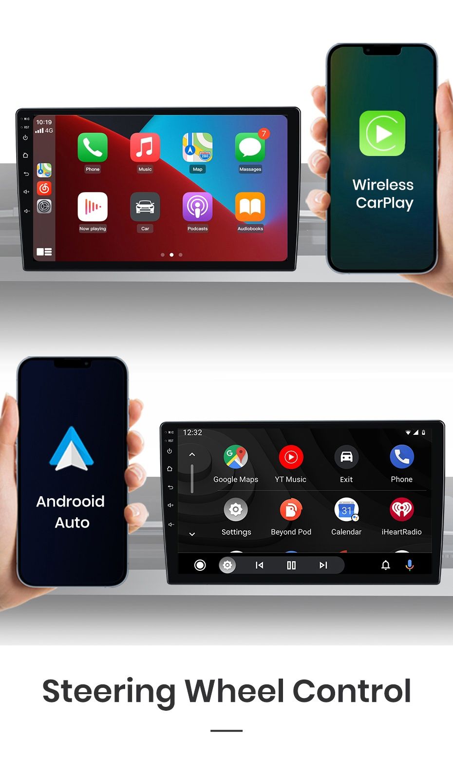 Rádio Android Carplay Wi-Fi Bluetooth RDS GPS Toyota Rav4 2003 a 2005