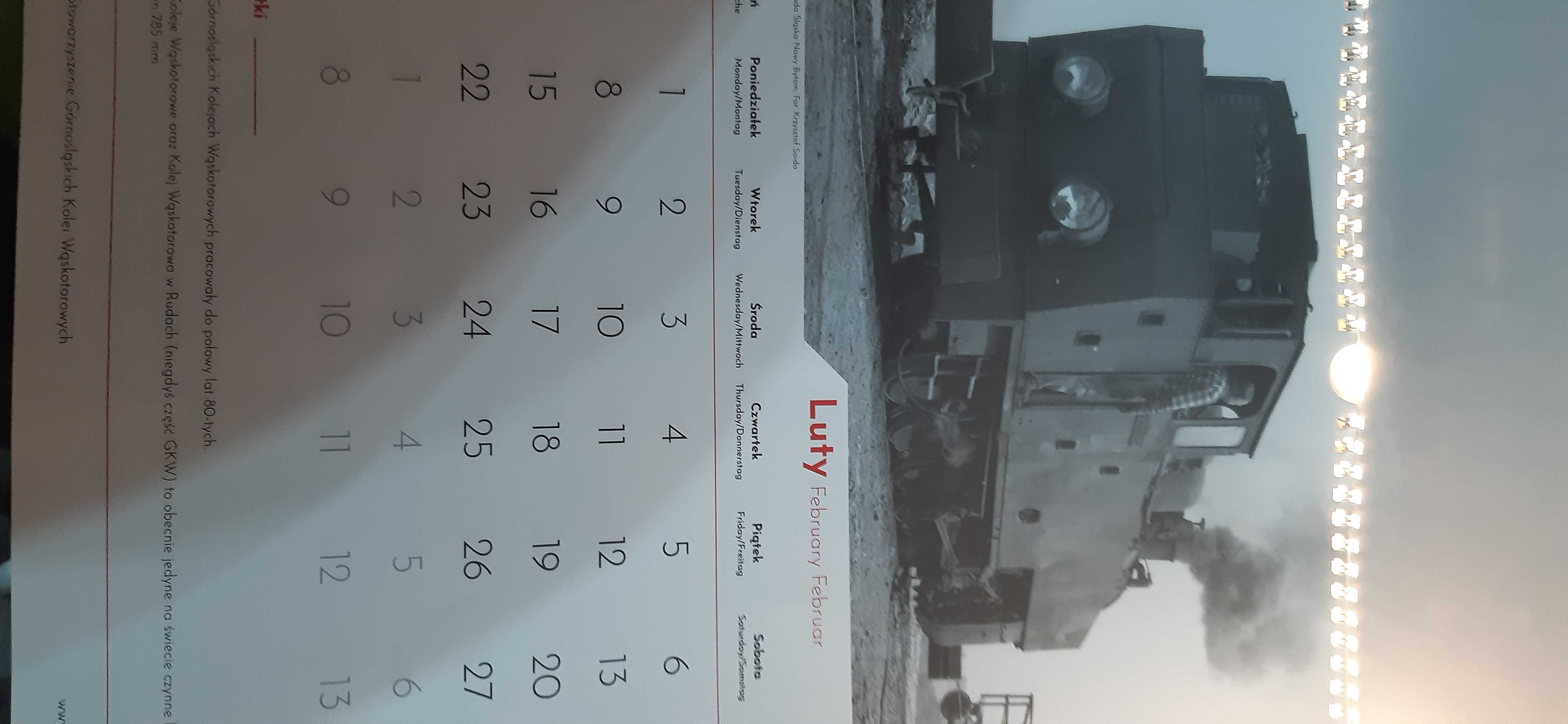 stary kalendarz ścienny z lokomotywami dla kolekcjonerów