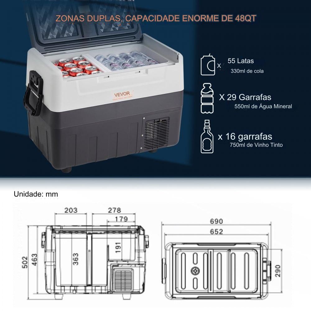 Frigorífico de Acampamento 45L com Congelador Elétrico