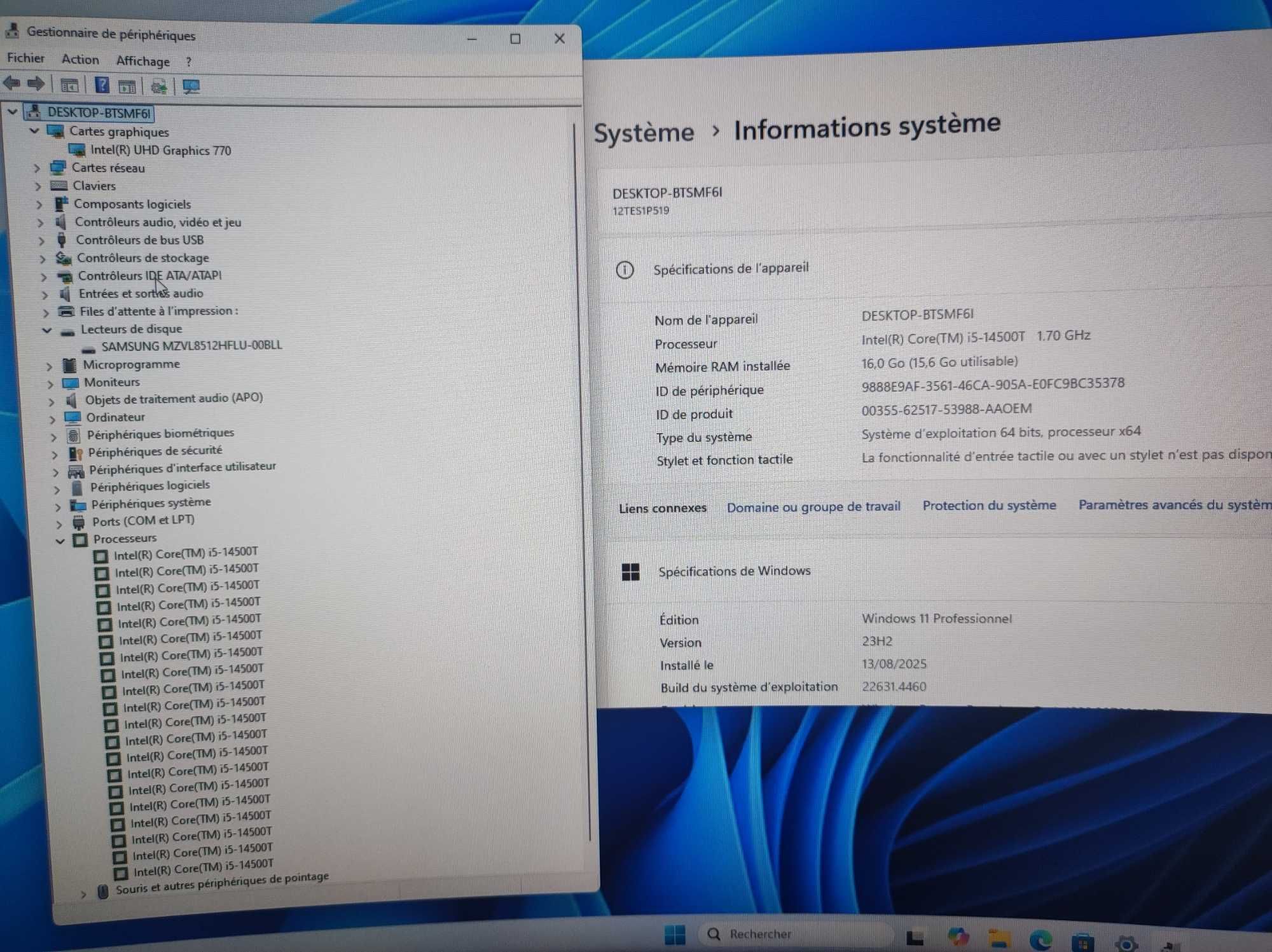 Lenovo Micro ThinkCentre M70q Gen5 i5-14500T 16gb DDR5 512gb Win11 Pro