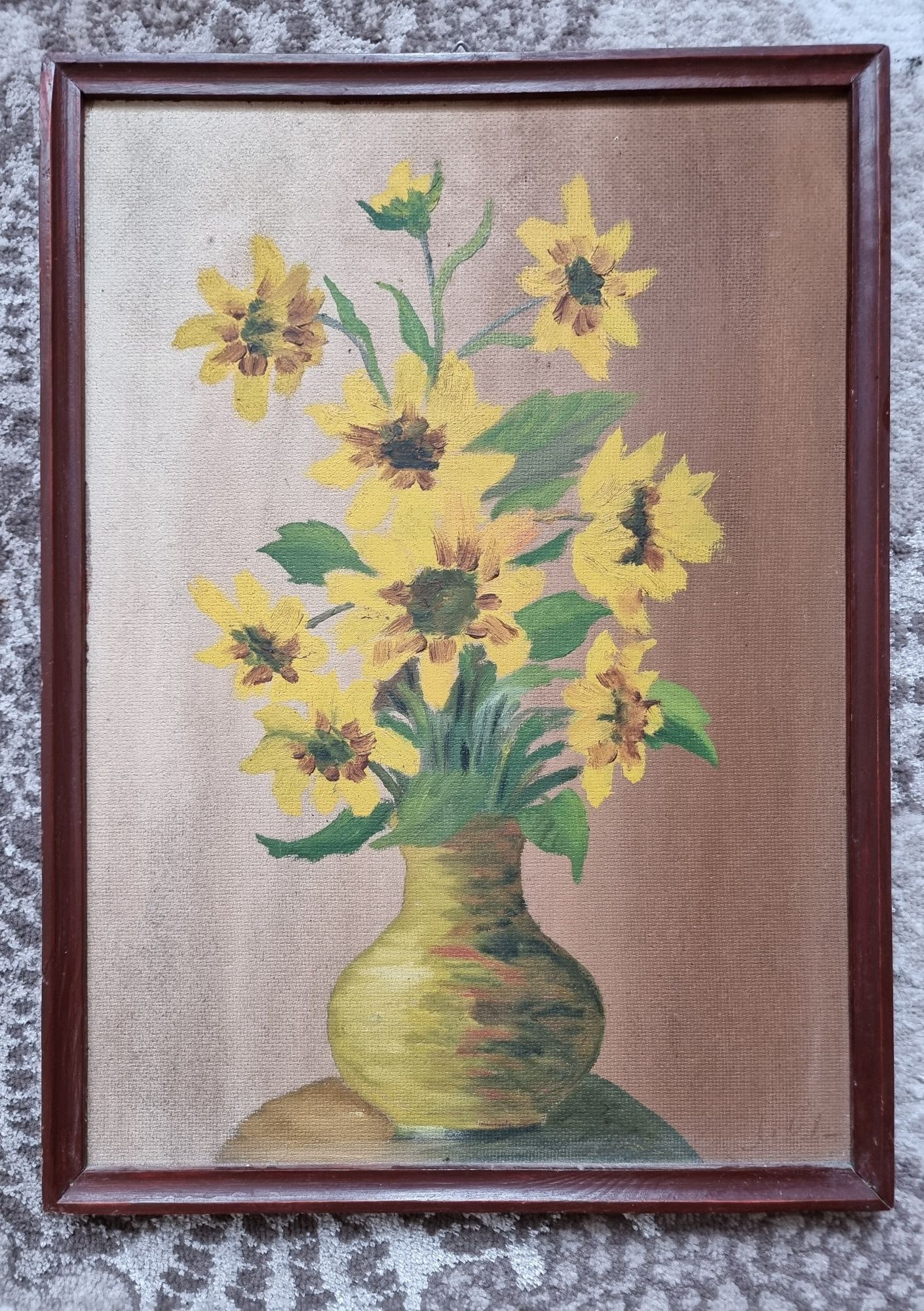 Obraz malowany - wazon z kwiatami