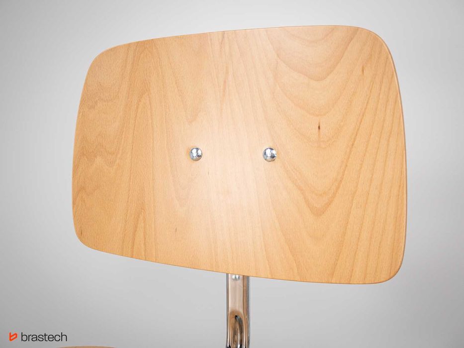 Krzesło warsztatowe, sklejka bukowa, na kółkach, lakierowane