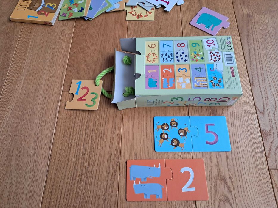 Puzzle Cars sensoryczne i puzzle Liczby z książeczką 2+