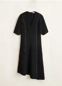 Vestido preto assimétrico com pespontos Mango tam M Novo c/etiqueta