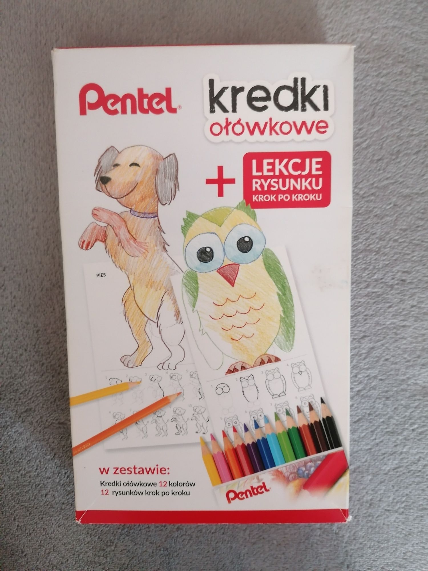 Pentel kredki ołówkowe +lekcje rysunku