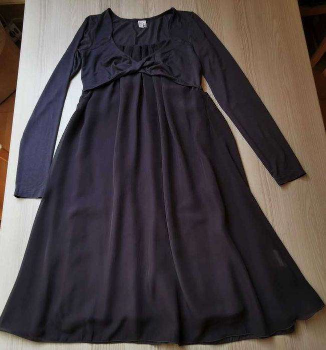 Sukienka wieczorowa midi, śliwkowa, rozm. 36