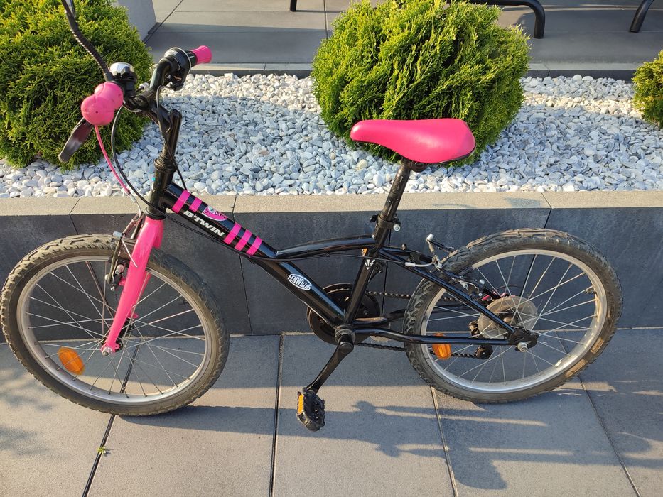 Rower dziewczęcy BTWIN 20 cali róż czarny