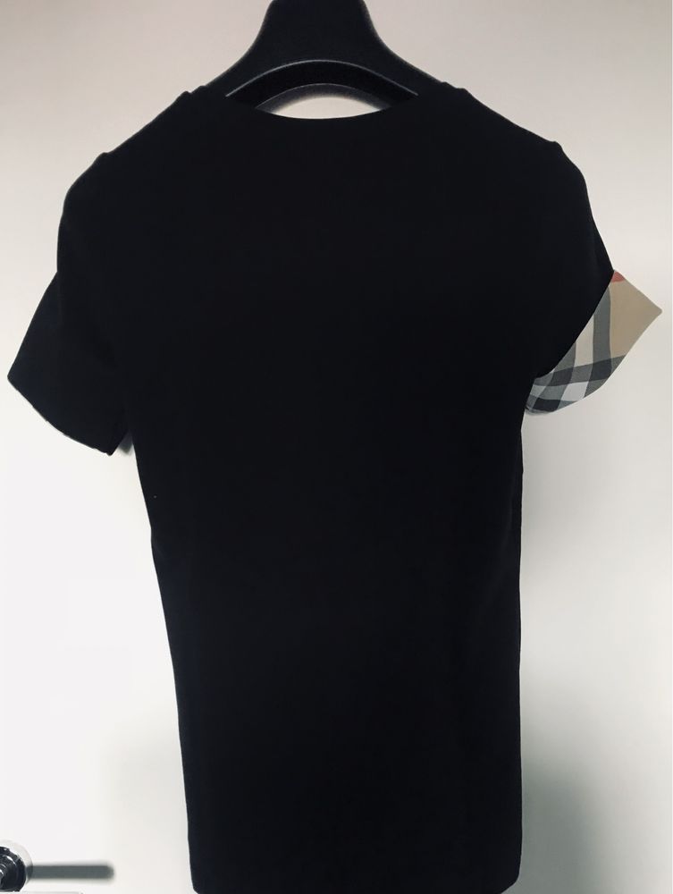 Koszulka Burberry czarna, wywijane rekawy, XS