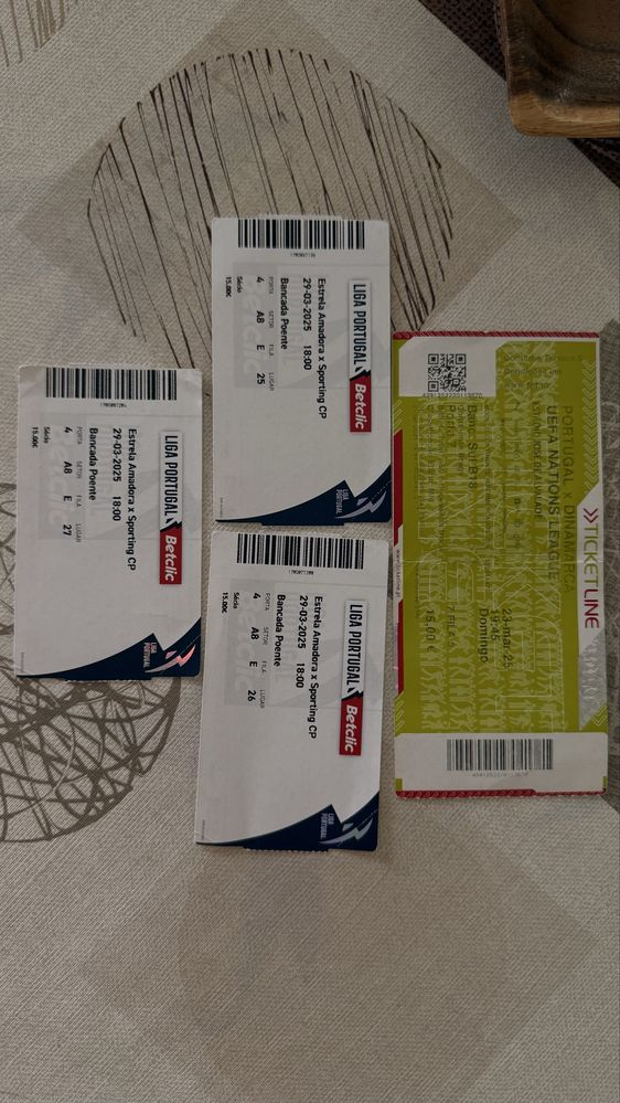 Bilhetes de Futebol de jogo