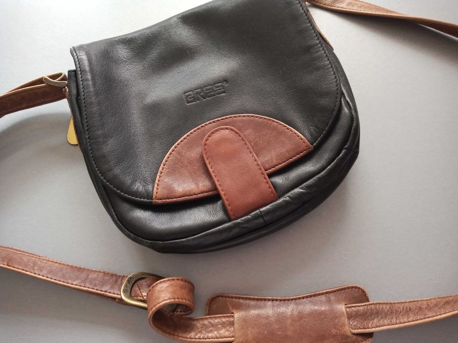 Czarno brązowa torebka skórzana listonoszka BREE