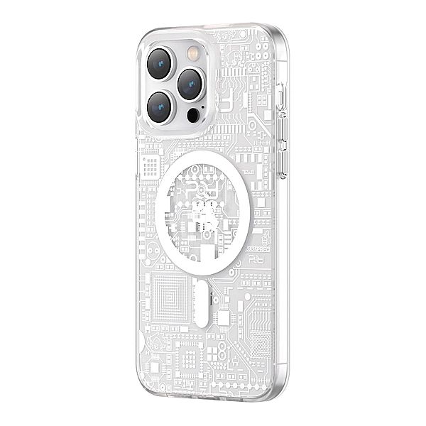 Kingxbar PQY Geek Series magnetyczne etui iPhone 14 Plus MagSafe srebr