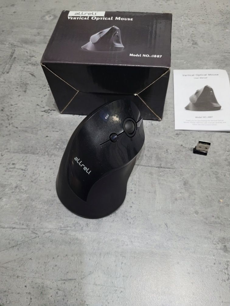 ALLreli Bezprzewodowa pionowa mysz optyczna Ergonomiczna wertykalna PC
