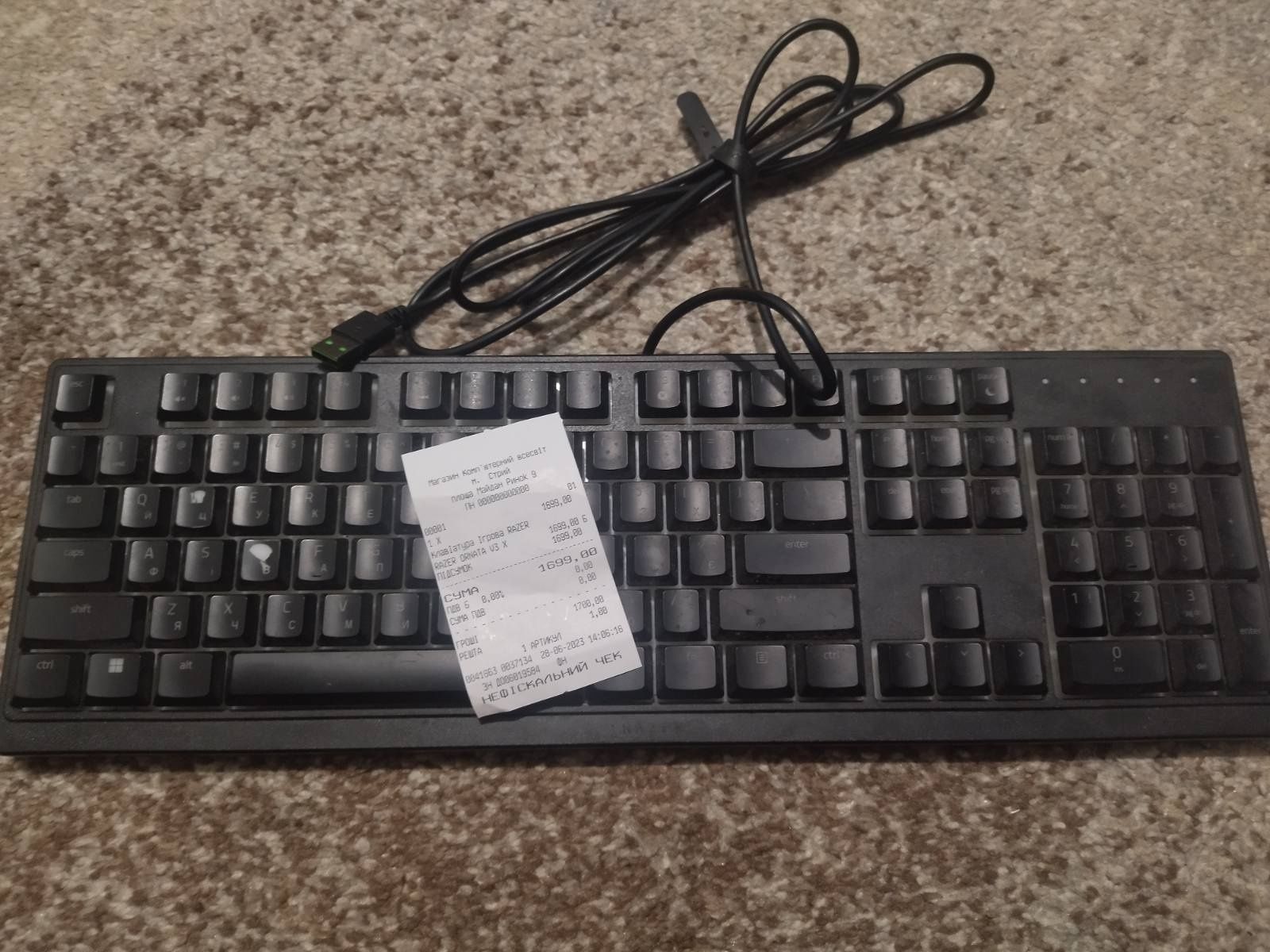 Клавіатура Razer, мембранная,  100%.,