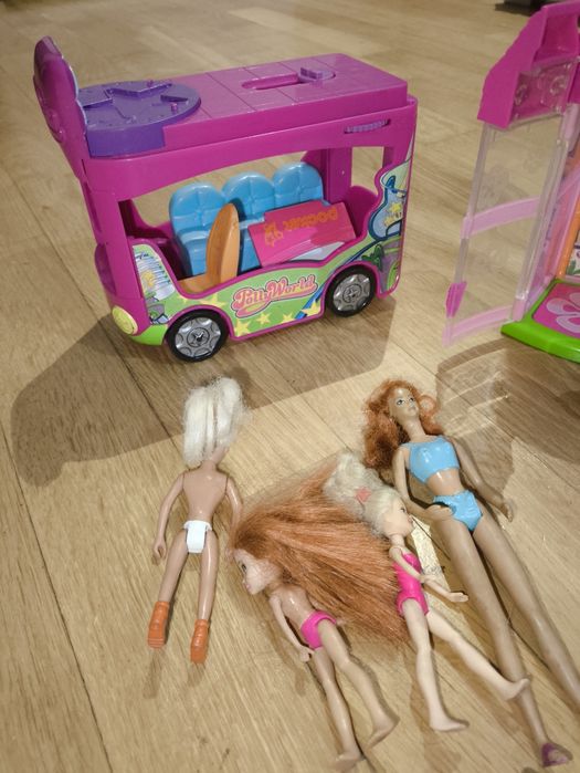 Zestaw Polly pocket z 2003r surf diner plus autobus kamper restauracja