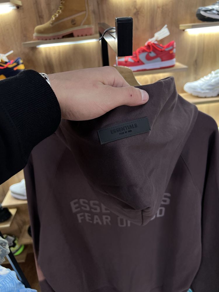 Зіп Худі FOG Fear of God Essentials Burgundy Logo