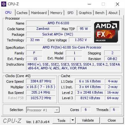 AMD FX6100 6*3.6GHz fd6100wmw6kgu 95w AM3+