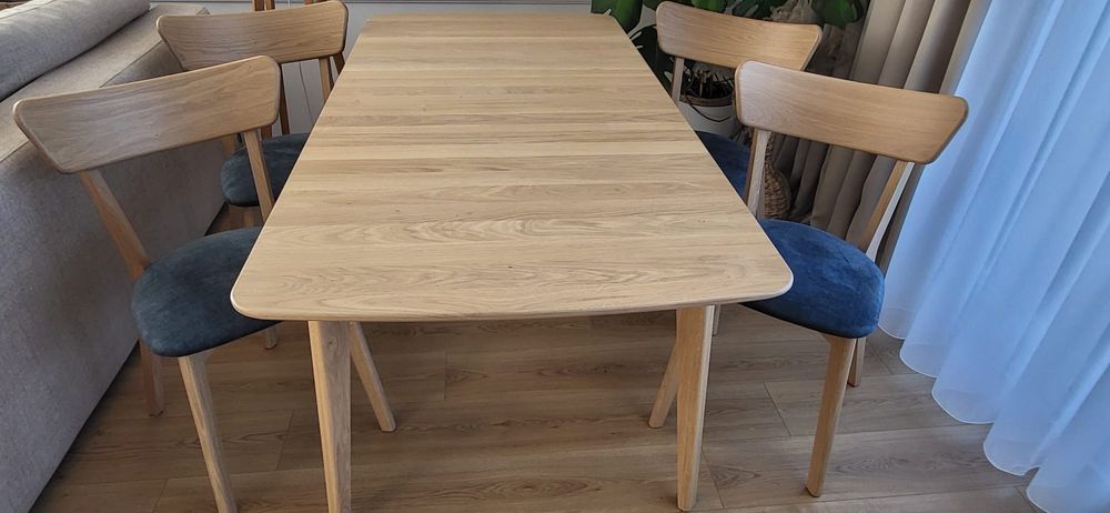 Okazja zestaw drewniany stół dębowy  z krzeslami