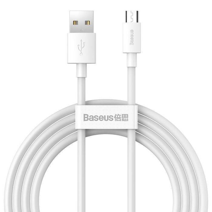 Kabel Micro Usb Do Usb Baseus Simple Wisdom, 2.1A, 1.5M (Biały) 2Szt.