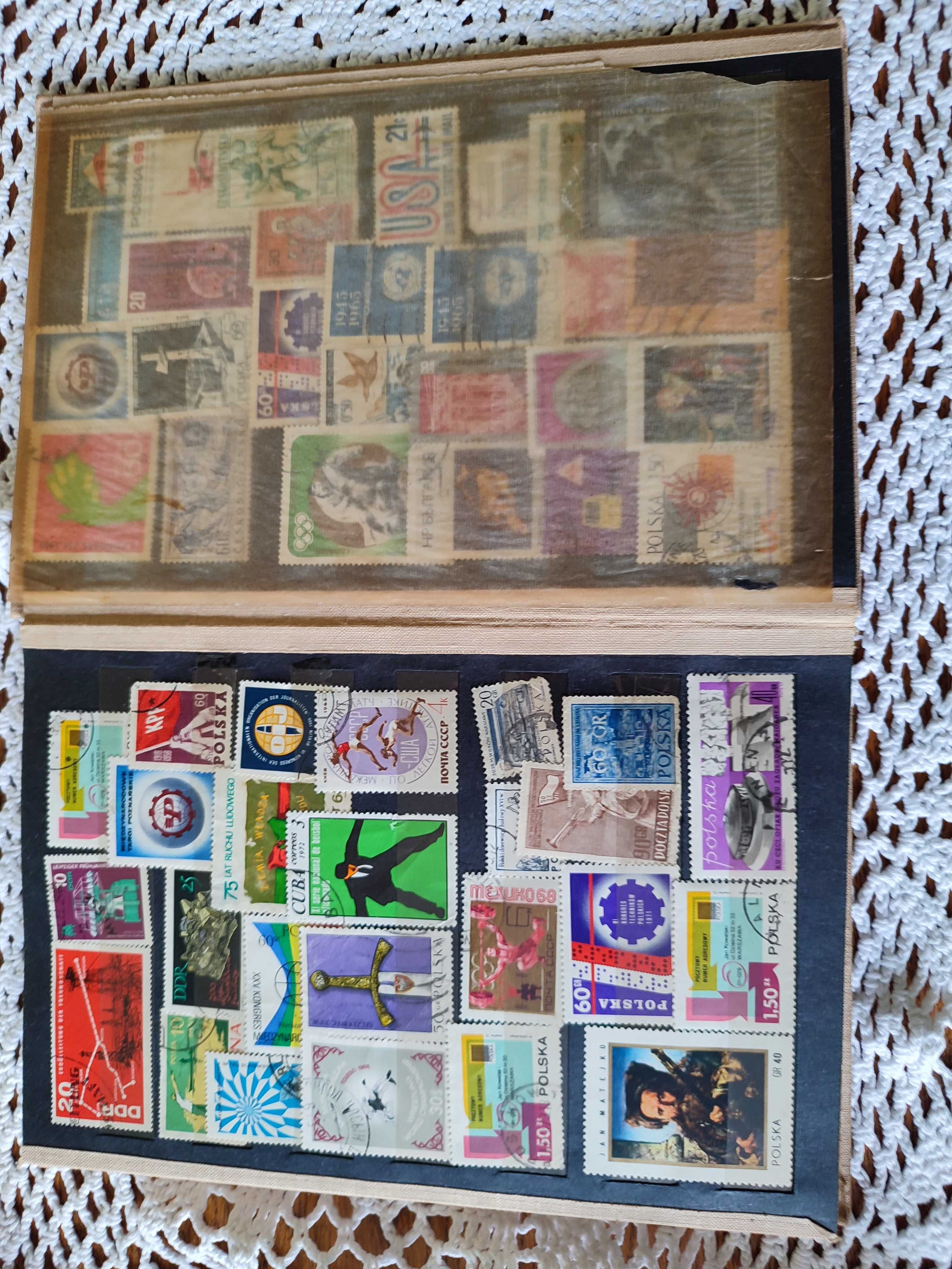 Klaser ze znaczkami PRL, DDR, USA . Kolekcja .