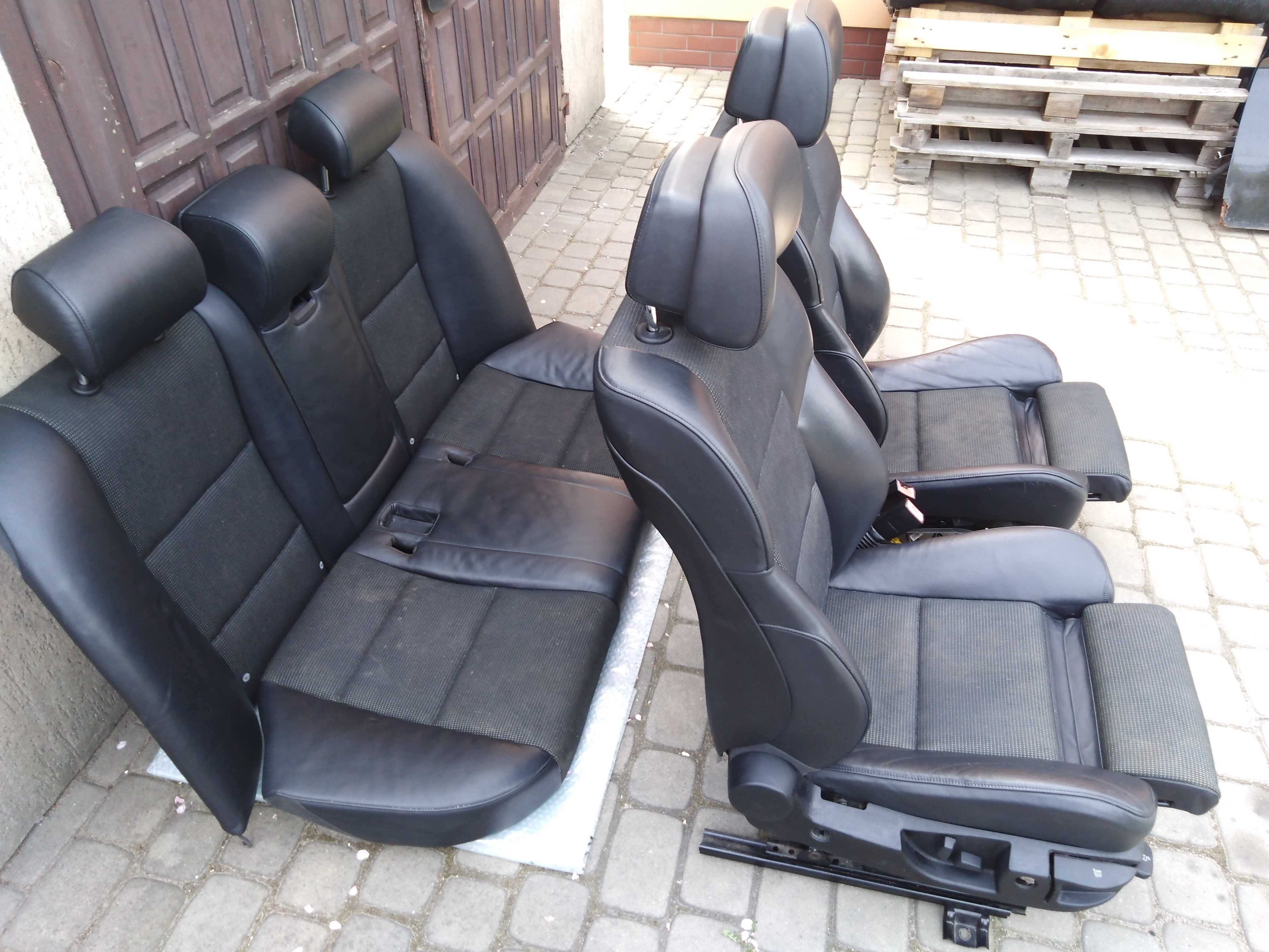 Fotele BMW E60 M-Pakiet Sportsitze Pół-Skóra wysuwane aktywne zagłówki