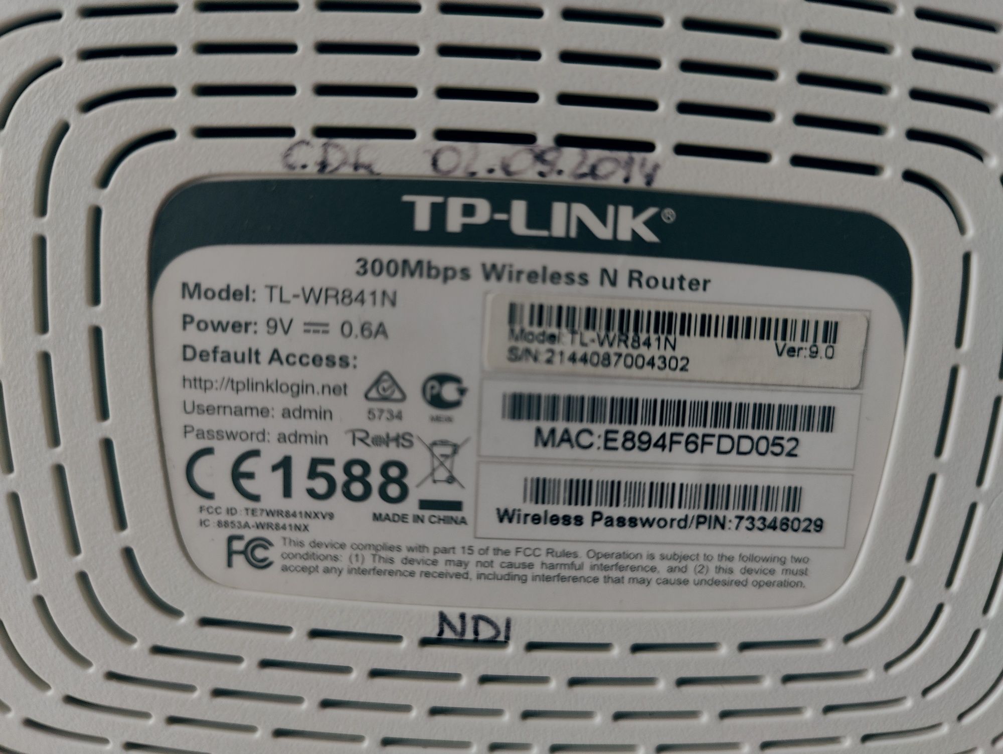 Router TP Link Model TL-WR841N