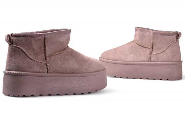 Śniegowce ocieplane Damskie Mukluki EMU na platformie beżowe r.38