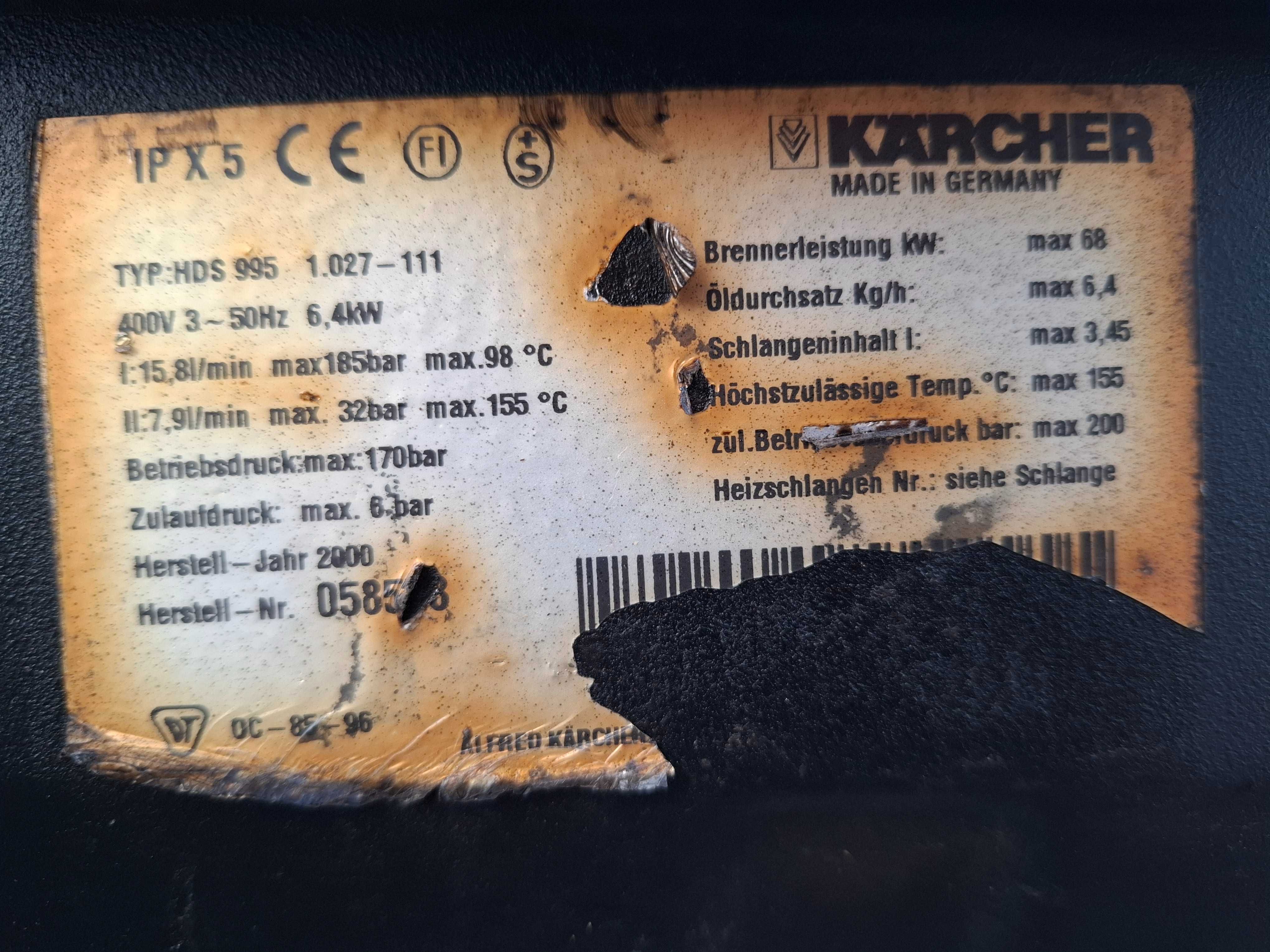 Myjka ciśnieniowa Karcher HDS 995 *400V* 6,4kW*