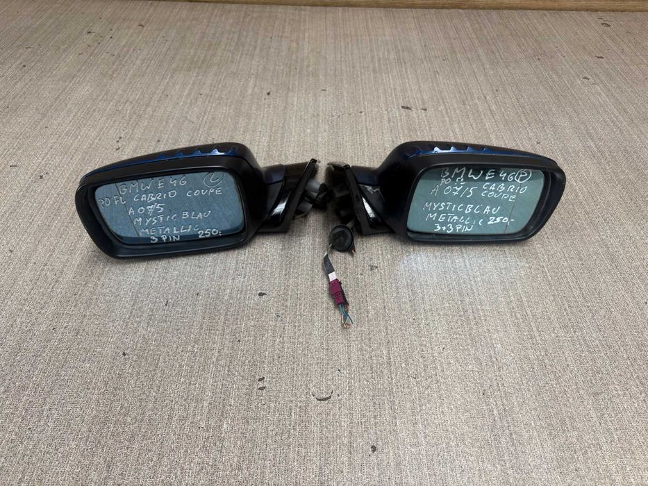 lusterko boczne lewe, prawe bmw e46 lift coupe kolor mysticblau