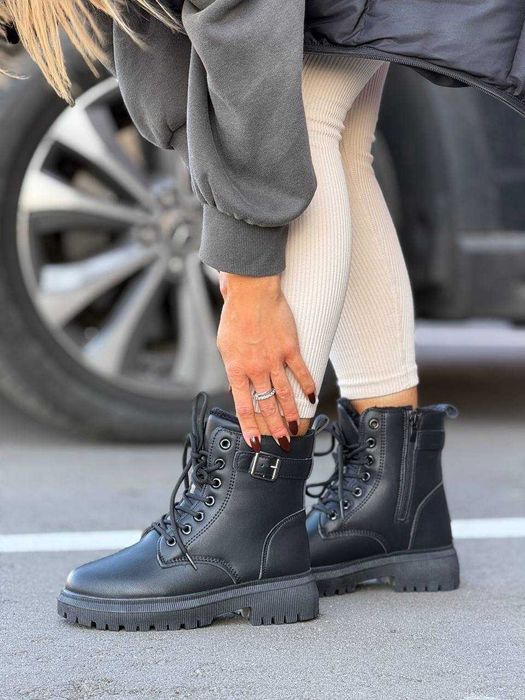 Черевики жіночі чорні (36-41) хутро осінь-зима, ботинки женские мех