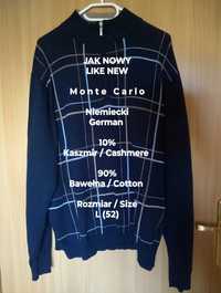 Monte Carlo  Niemiecki męski sweter z kaszmirem, 10% Kaszmir, Roz. L