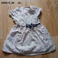 Piekna kremowa / szara / brązowa sukienka Zara baby 86