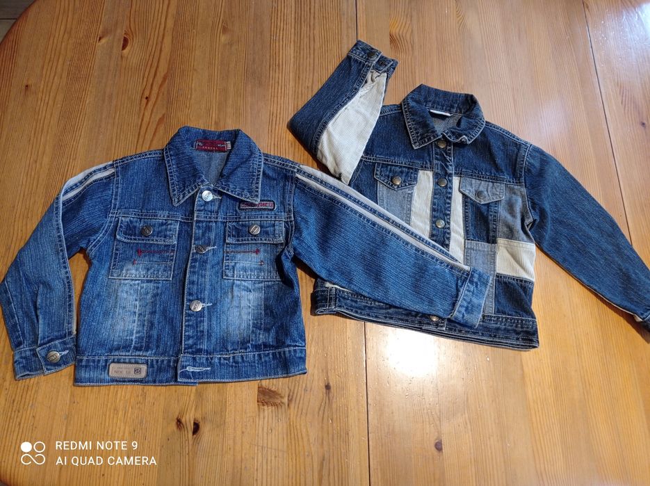 Dwie kurtki jeans rozm.104