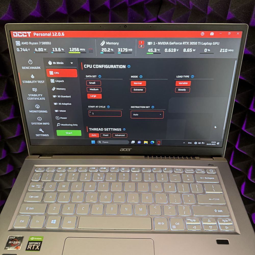 Ігровий ноутбук Rtx 3050Ti, Ryzen 7 5800, 512Gb