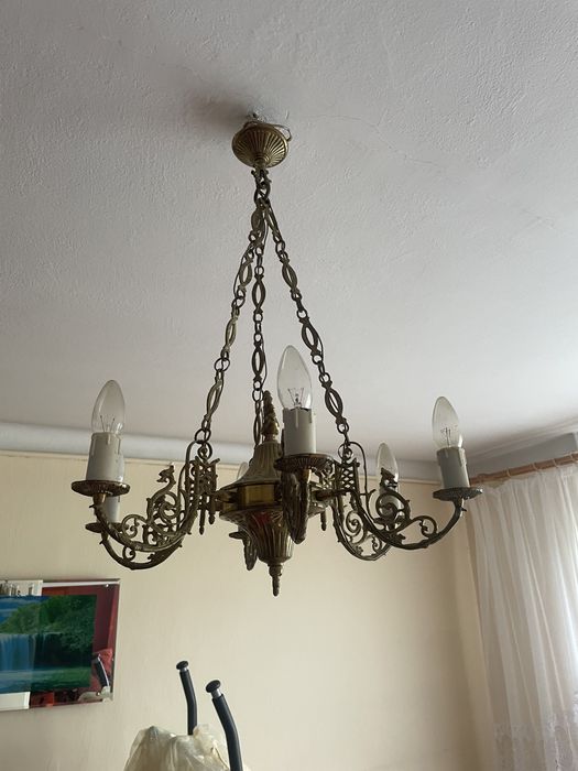 Żyrandol 6 ramion mosiądz