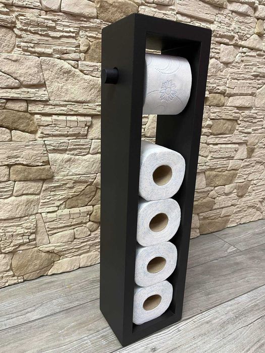 Stojak ekologiczny drewniany na papier toaletowy - czarny itp. KOLORY
