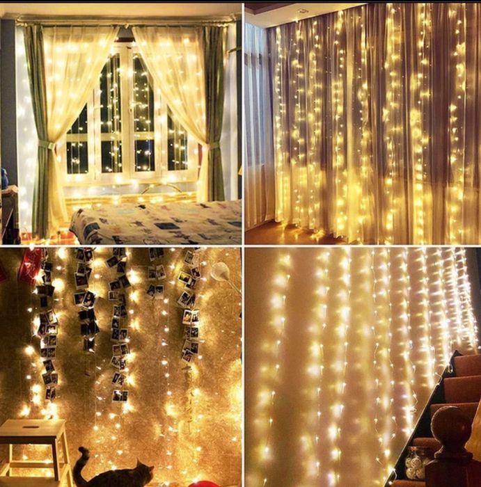 Розпродаж!!! Гірлянда штора 3*3 usb - каплі роси